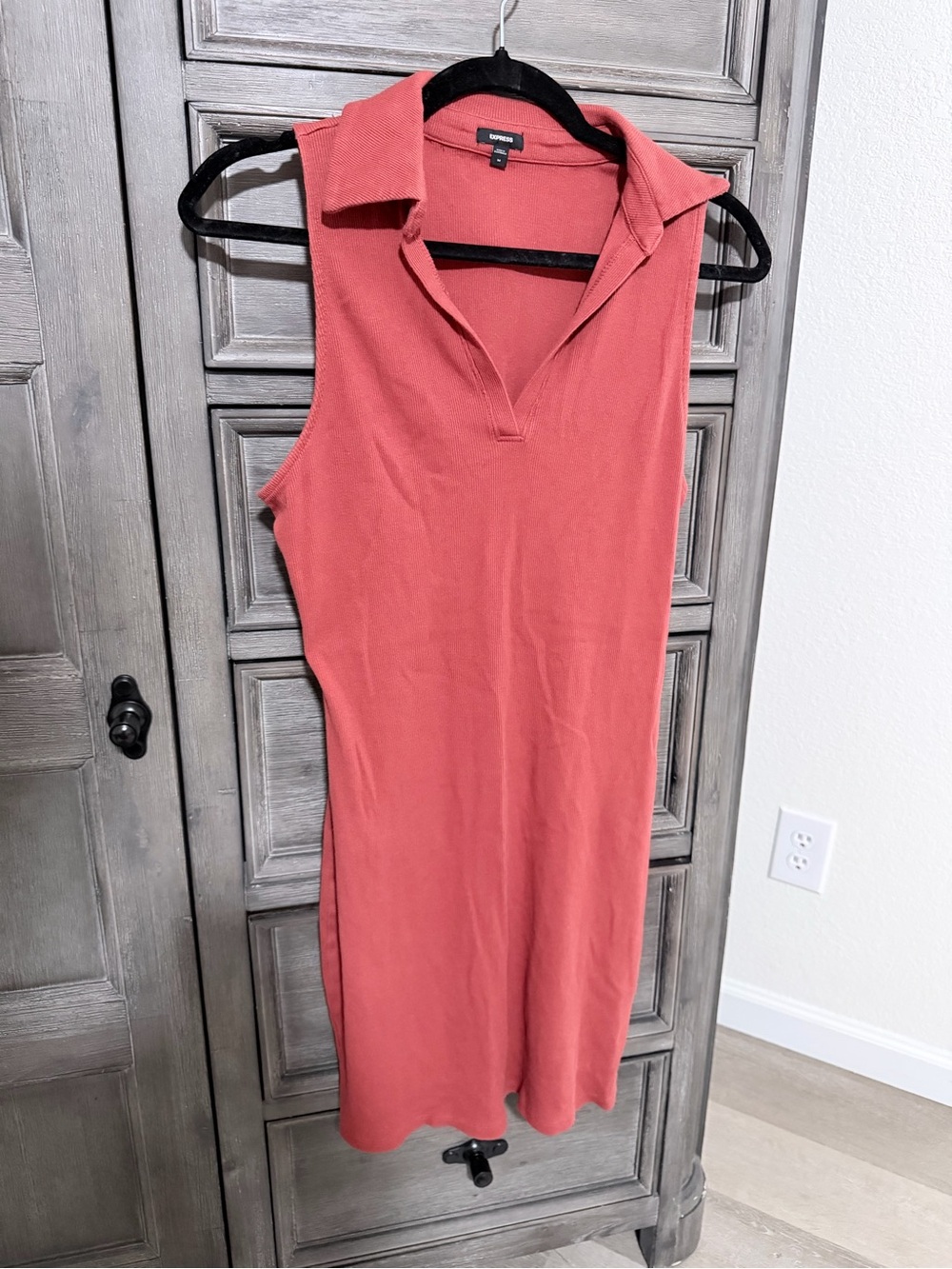 Express Coral Sleeveless Midi Polo Dress